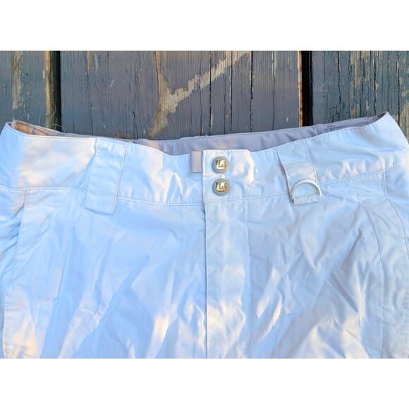 Burton Women’s Snowboard Pants XS White "B Collection" Fleur-de-Lis Low Rise - Picture 4 of 5